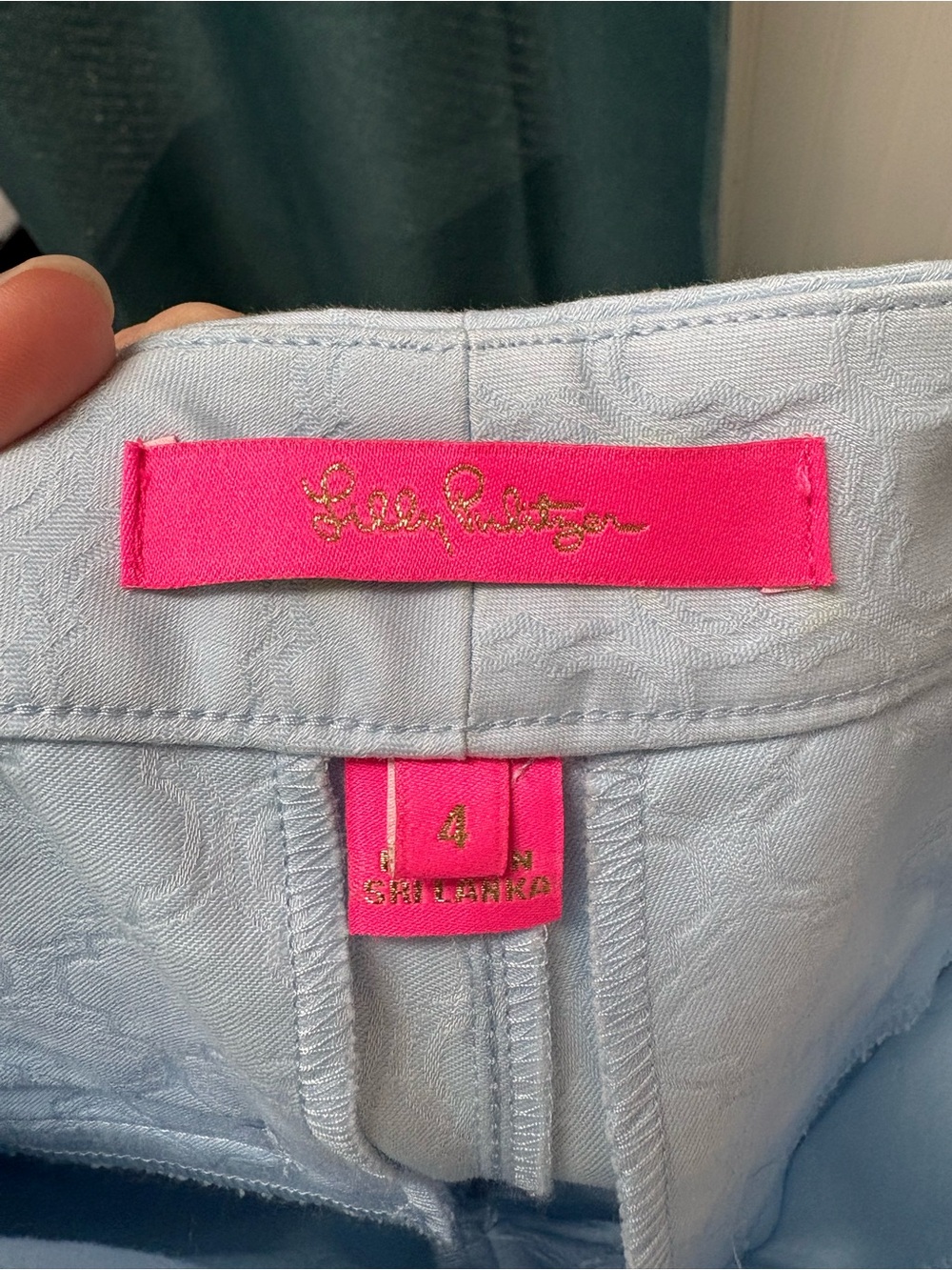 Lilly Pulitzer Textured Baby Blue Kelly Skinny Ankle Pants Size 4 - Picture 5 of 9